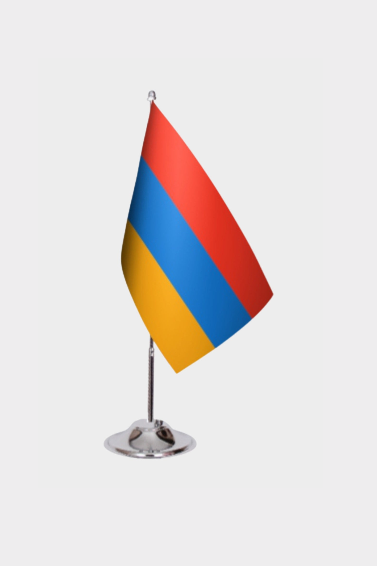 Armenia Desk Flag - Premium Double-Layer Satin with Chrome L-Shaped Stand | Professional Quality Country Desk Flag for Government Offices and Institutions