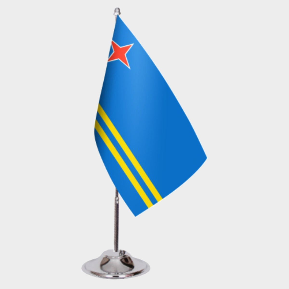 Arruba Desk Flag - Premium Double-Layer Satin with Chrome L-Shaped Stand | Professional Quality Country Desk Flag for Government Offices and Institutions