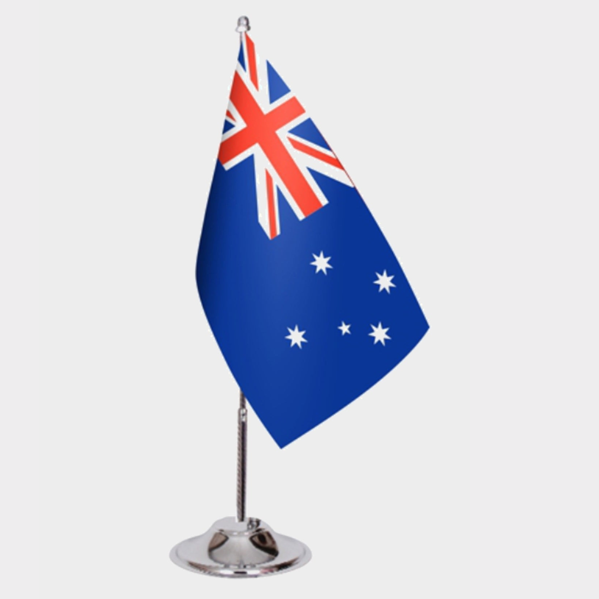 Australia Desk Flag - Premium Double-Layer Satin with Chrome L-Shaped Stand | Professional Quality Country Desk Flag for Government Offices and Institutions