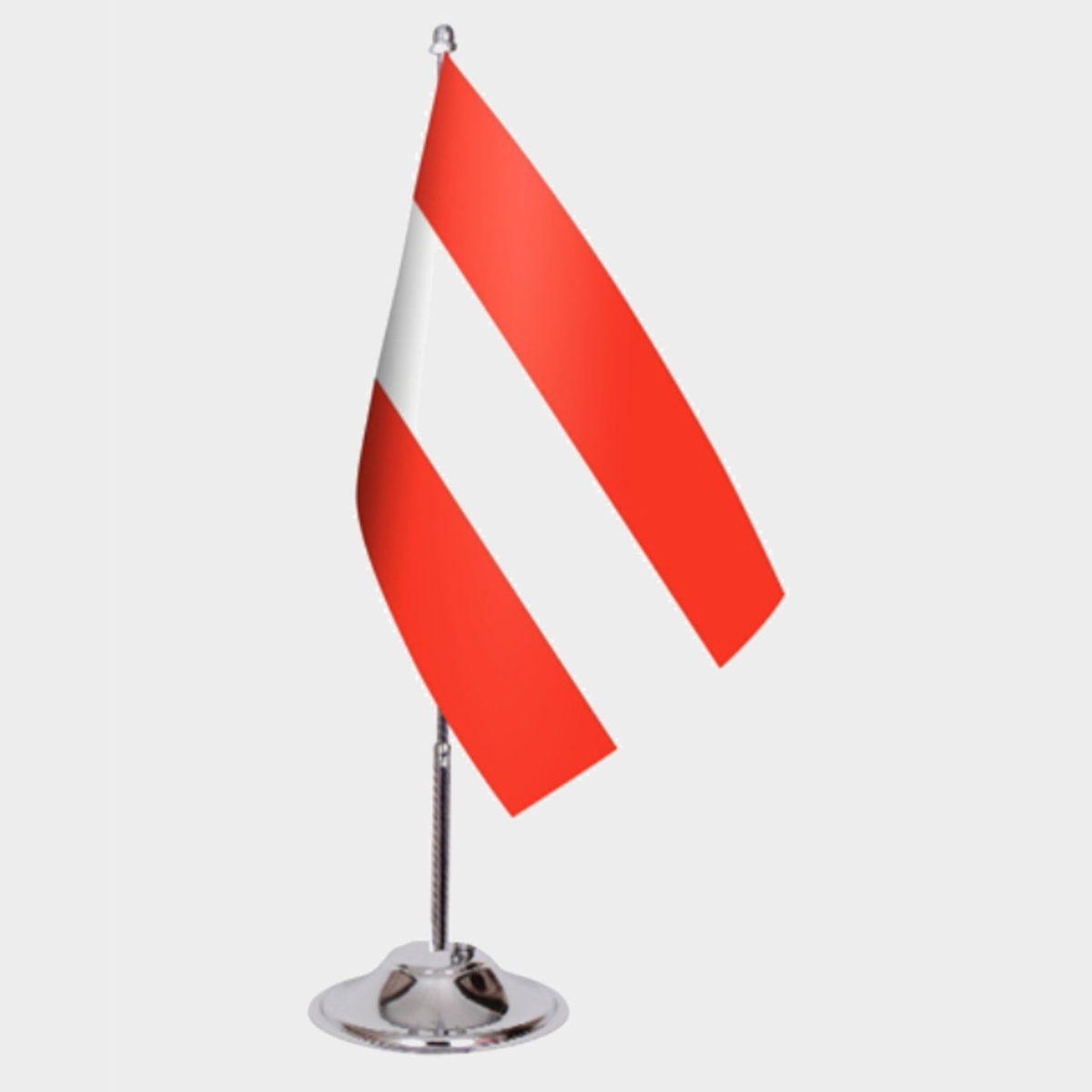 Austria Desk Flag - Premium Double-Layer Satin with Chrome L-Shaped Stand | Professional Quality Country Desk Flag for Government Offices and Institutions