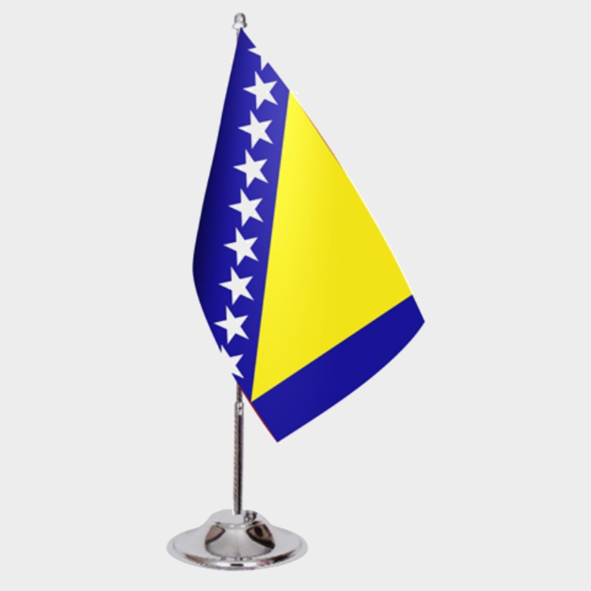 Bosna and Herzegovina Desk Flag - Premium Double-Layer Satin with Chrome L-Shaped Stand | Professional Quality Country Desk Flag for Government Offices and Institutions