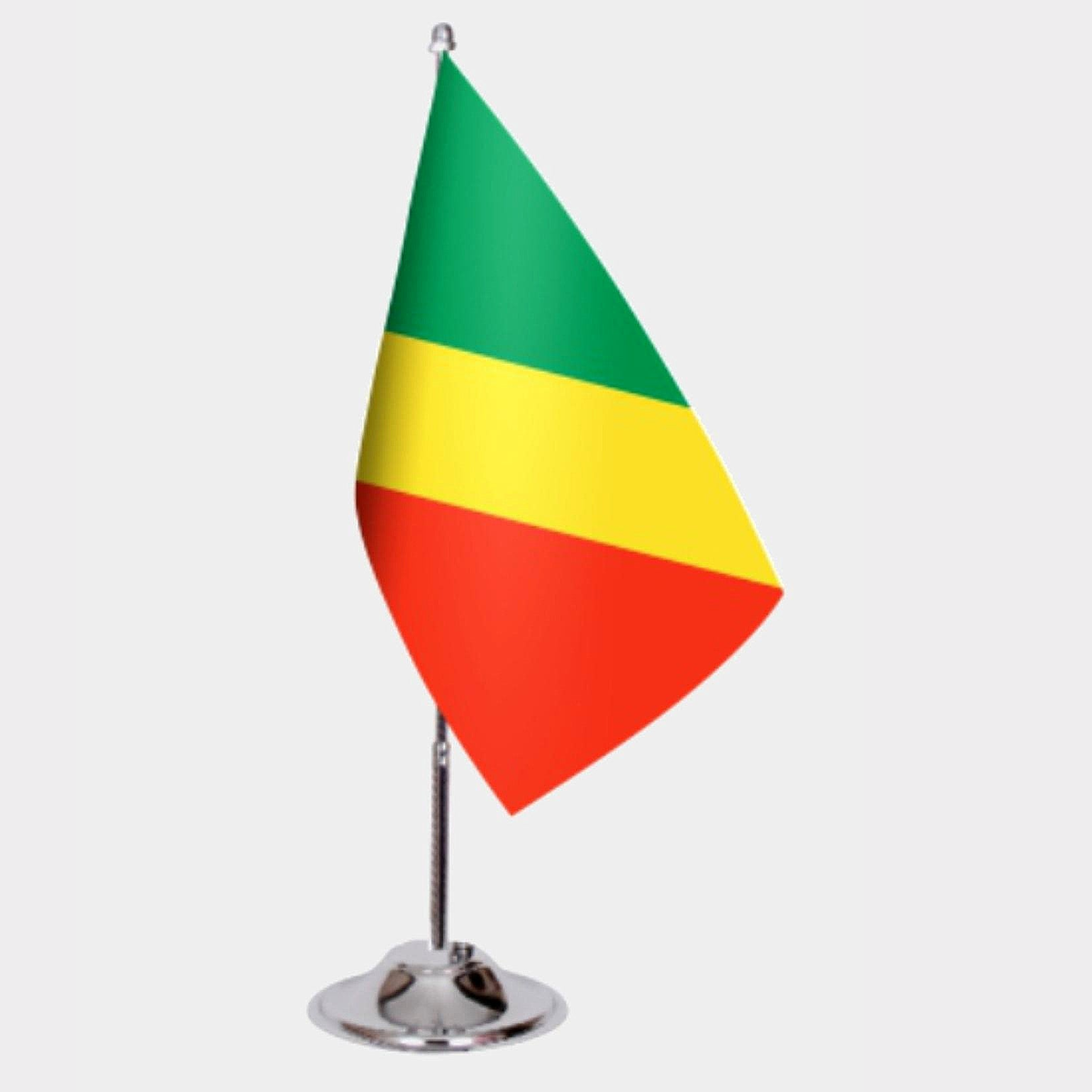 Congo Desk Flag - Premium Double-Layer Satin with Chrome L-Shaped Stand | Professional Quality Country Desk Flag for Government Offices and Institutions