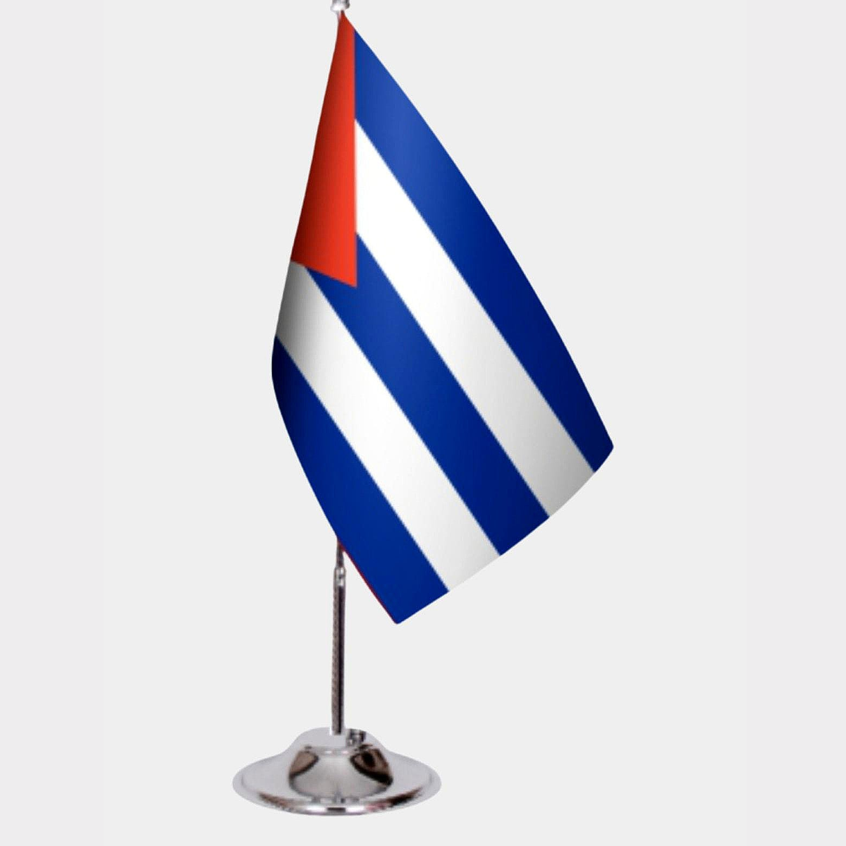 Cuba Desk Flag - Premium Double-Layer Satin with Chrome L-Shaped Stand | Professional Quality Country Desk Flag for Government Offices and Institutions