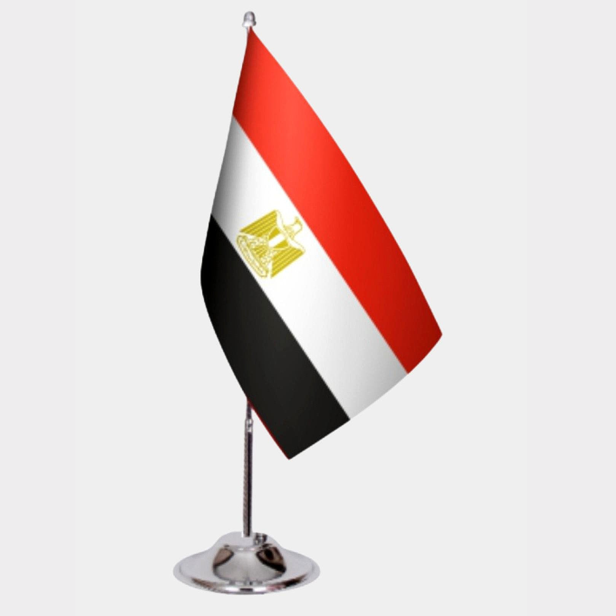 Egypt Desk Flag - Premium Double-Layer Satin with Chrome L-Shaped Stand | Professional Quality Country Desk Flag for Government Offices and Institutions