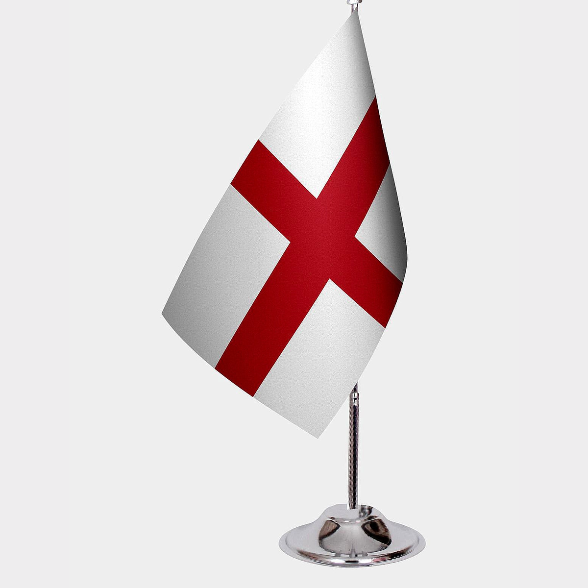 England Desk Flag - Premium Double-Layer Satin with Chrome L-Shaped Stand | Professional Quality Country Desk Flag for Government Offices and Institutions