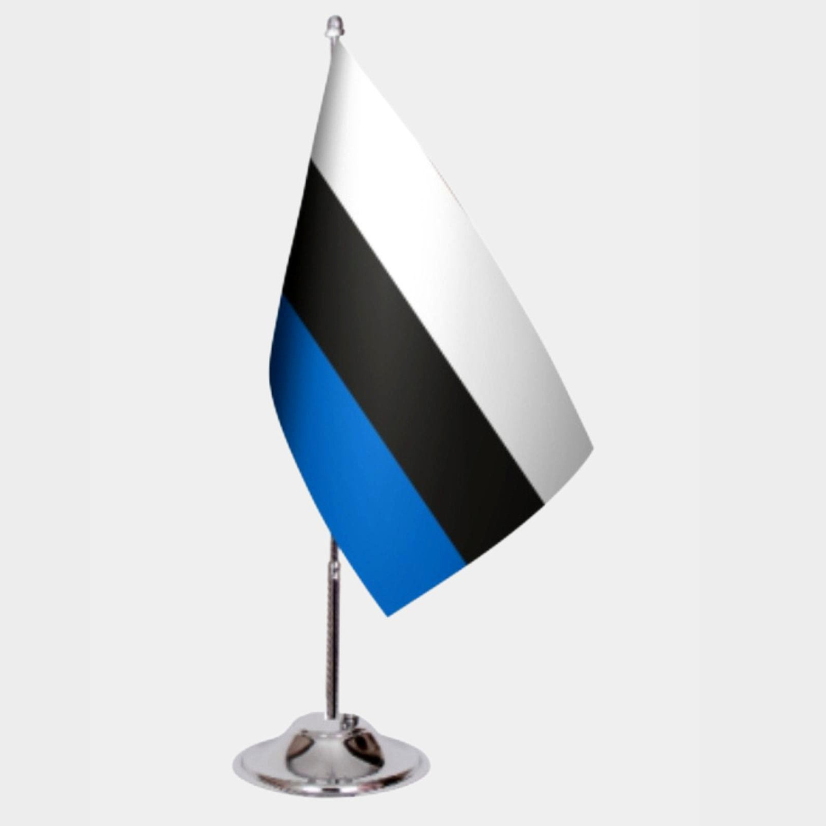 Estonia Desk Flag - Premium Double-Layer Satin with Chrome L-Shaped Stand | Professional Quality Country Desk Flag for Government Offices and Institutions