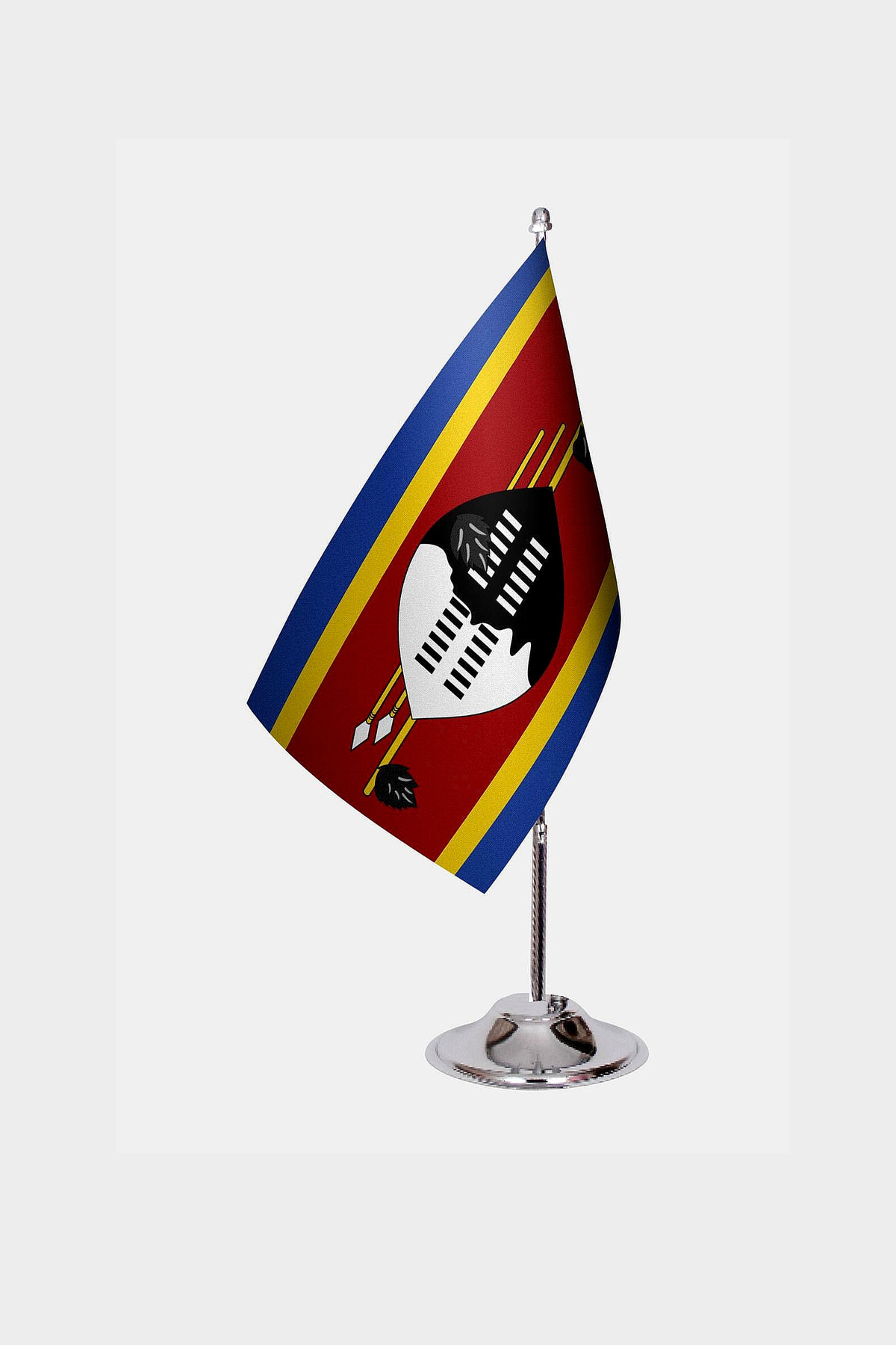 Esvatini Desk Flag - Premium Double-Layer Satin with Chrome L-Shaped Stand | Professional Quality Country Desk Flag for Government Offices and Institutions