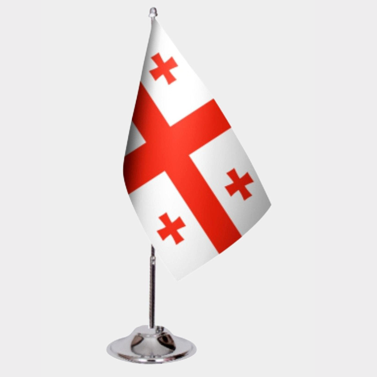 Georgia Desk Flag - Premium Double-Layer Satin with Chrome L-Shaped Stand | Professional Quality Country Desk Flag for Government Offices and Institutions