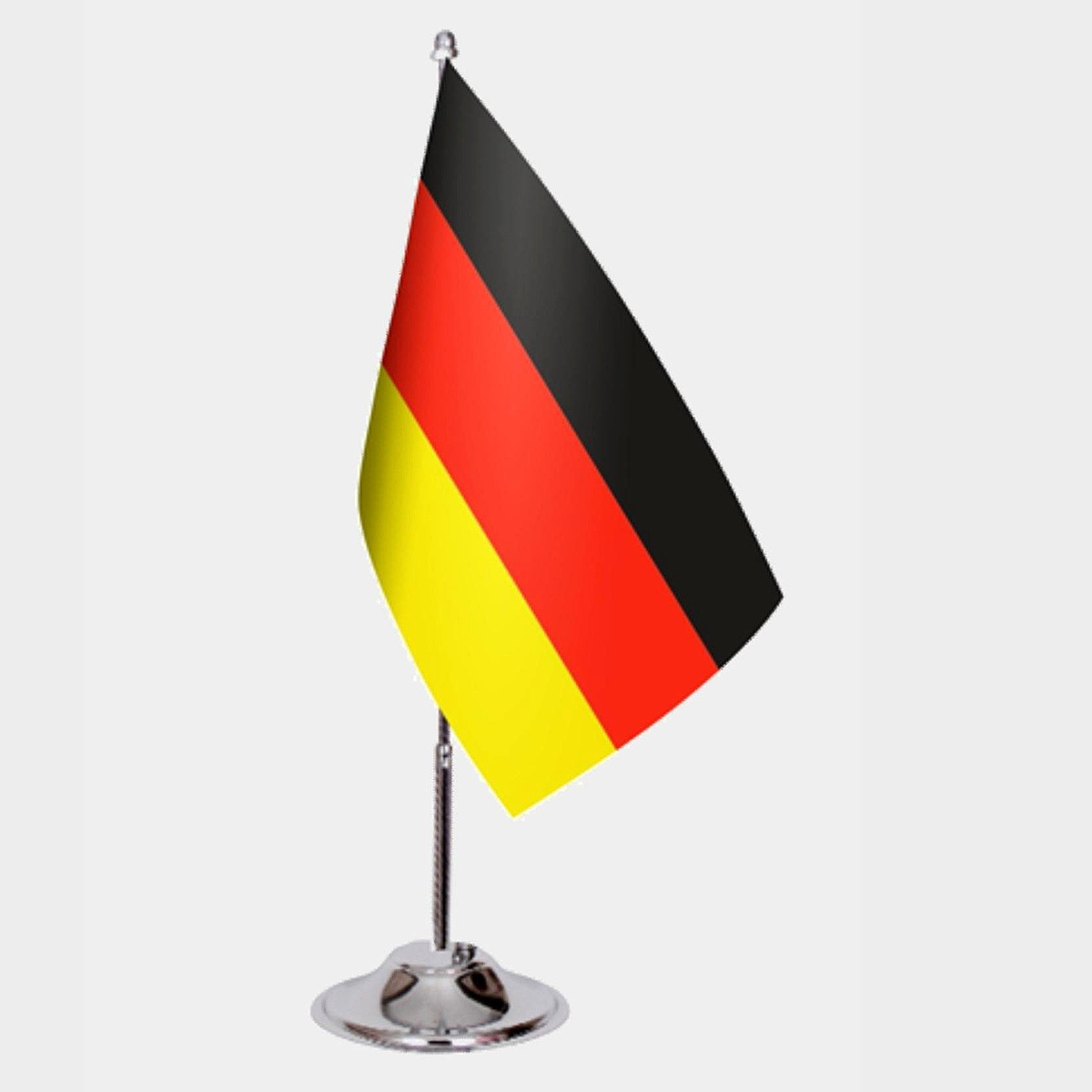 Germany Desk Flag - Premium Double-Layer Satin with Chrome L-Shaped Stand | Professional Quality Country Desk Flag for Government Offices and Institutions