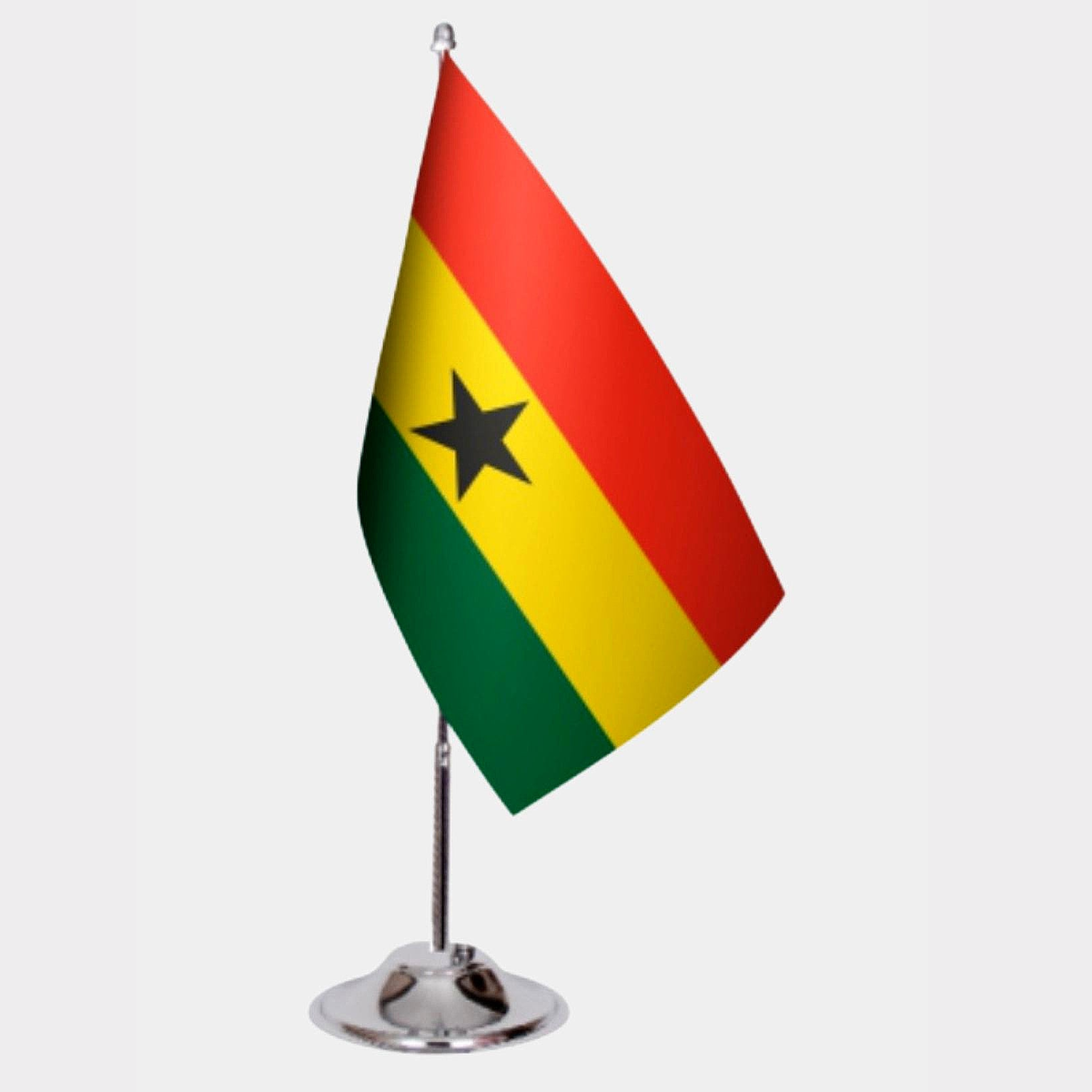 Ghana Desk Flag - Premium Double-Layer Satin with Chrome L-Shaped Stand | Professional Quality Country Desk Flag for Government Offices and Institutions