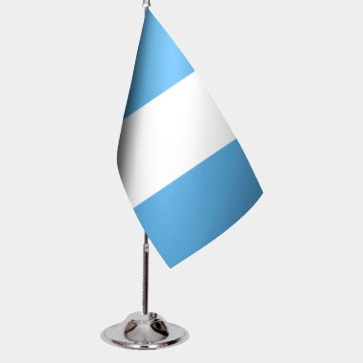 Guatemala Desk Flag - Premium Double-Layer Satin with Chrome L-Shaped Stand | Professional Quality Country Desk Flag for Government Offices and Institutions