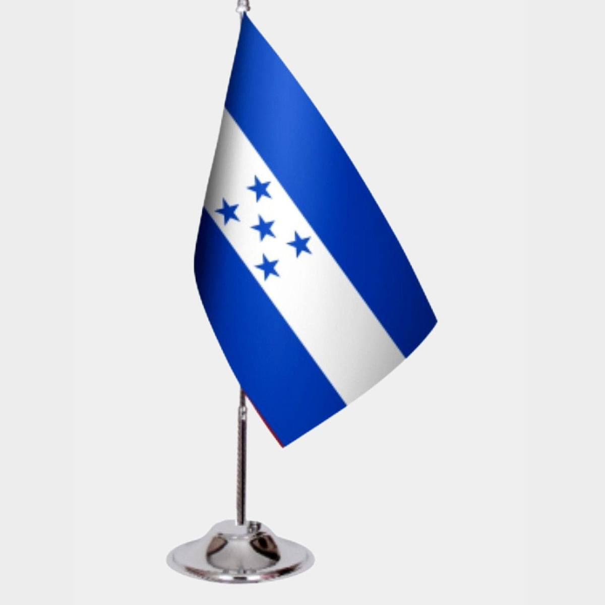 Honduras Desk Flag - Premium Double-Layer Satin with Chrome L-Shaped Stand | Professional Quality Country Desk Flag for Government Offices and Institutions