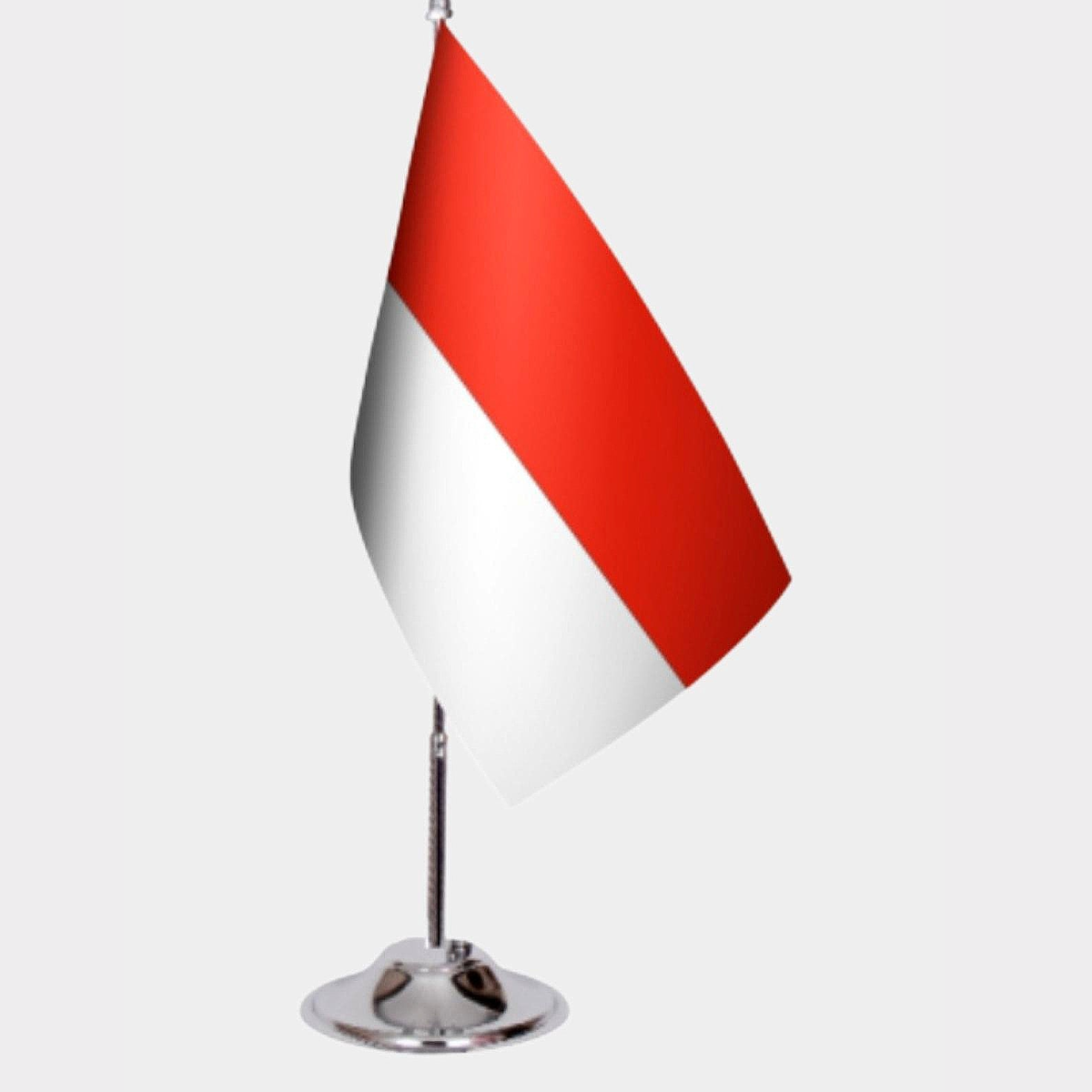 Indonesia Desk Flag - Premium Double-Layer Satin with Chrome L-Shaped Stand | Professional Quality Country Desk Flag for Government Offices and Institutions