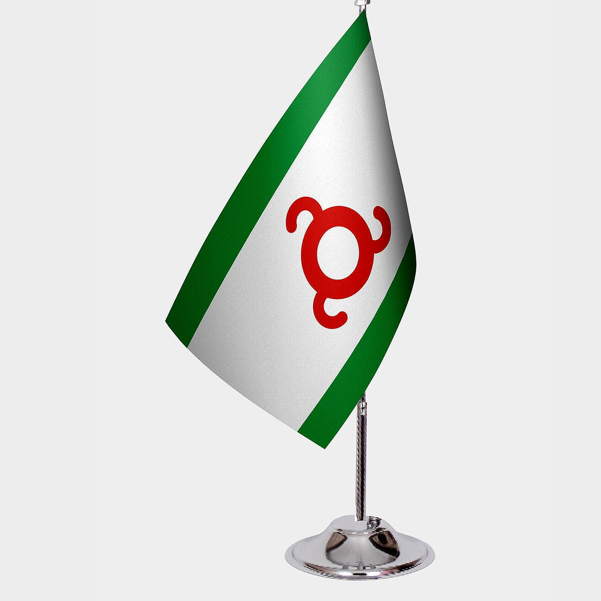 Ingushetia Desk Flag - Premium Double-Layer Satin with Chrome L-Shaped Stand | Professional Quality Country Desk Flag for Government Offices and Institutions