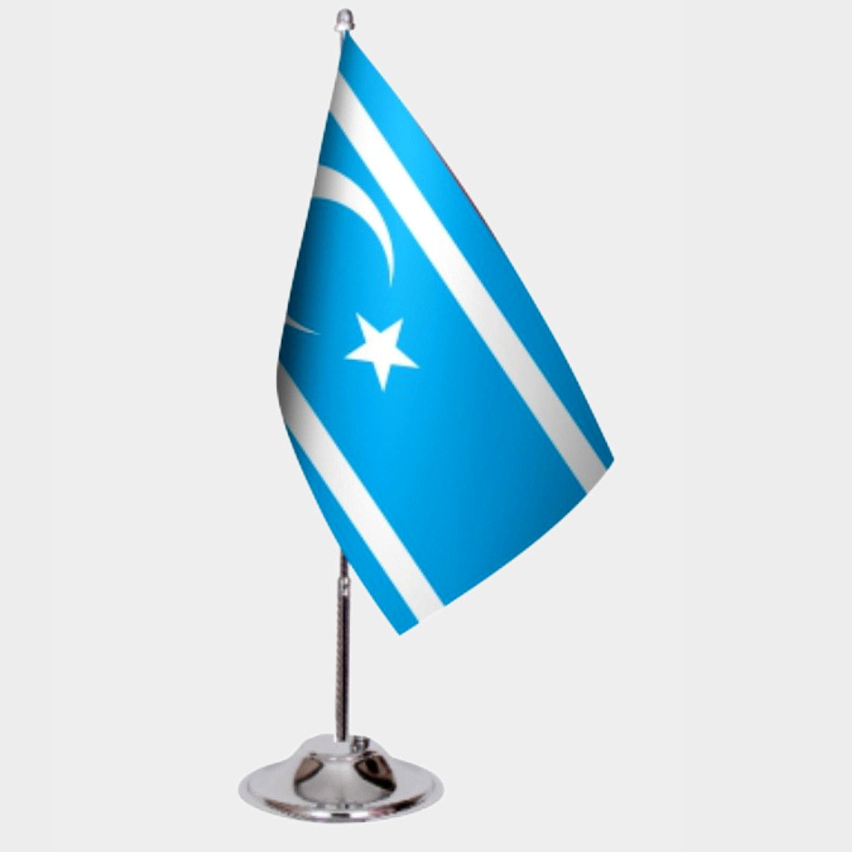 Iraqi Turkmen Desk Flag - Premium Double-Layer Satin with Chrome L-Shaped Stand | Professional Quality Country Desk Flag for Government Offices and Institutions