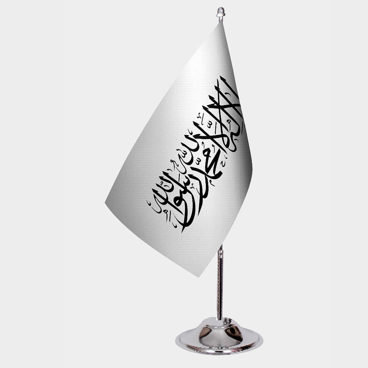 Islamic Emirate of Afghanistan Desk Flag - Premium Double-Layer Satin with Chrome L-Shaped Stand | Professional Quality Country Desk Flag for Government Offices and Institutions
