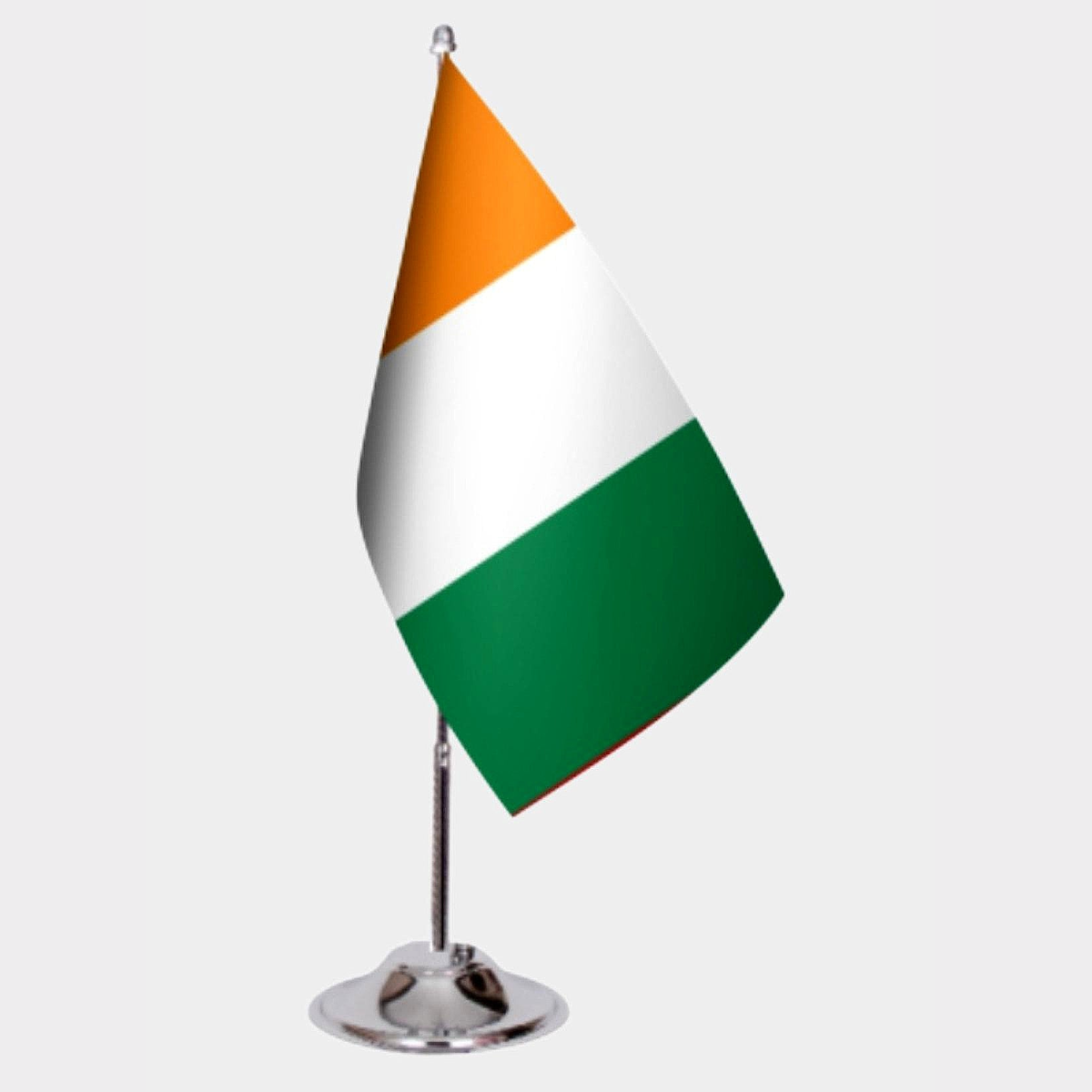 Ivory Coast Desk Flag - Premium Double-Layer Satin with Chrome L-Shaped Stand | Professional Quality Country Desk Flag for Government Offices and Institutions