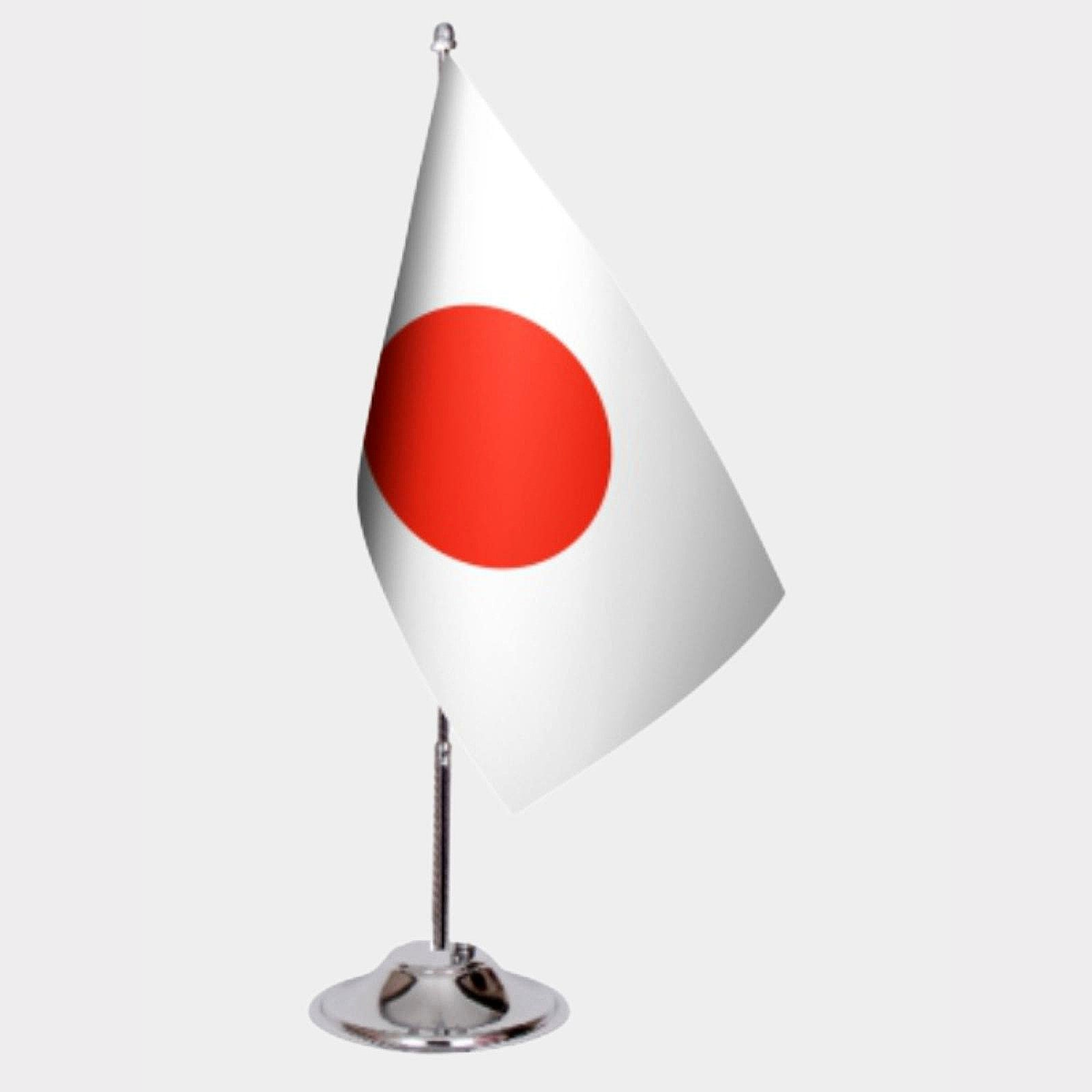 Japan Desk Flag - Premium Double-Layer Satin with Chrome L-Shaped Stand | Professional Quality Country Desk Flag for Government Offices and Institutions