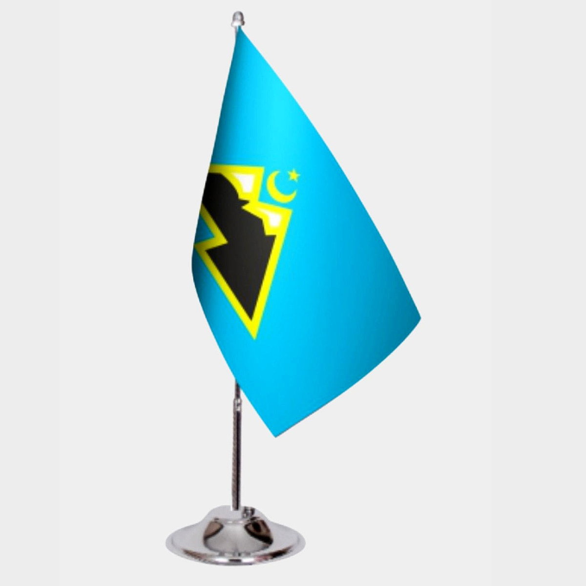 Karachay-Circassian Desk Flag - Premium Double-Layer Satin with Chrome L-Shaped Stand | Professional Quality Country Desk Flag for Government Offices and Institutions