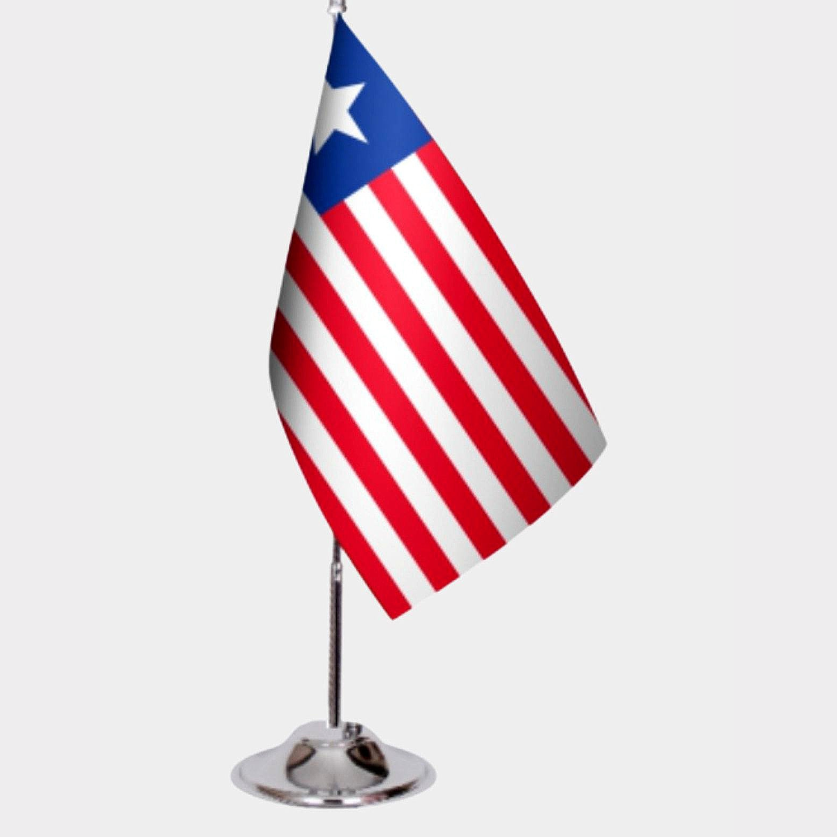 Liberia Desk Flag - Premium Double-Layer Satin with Chrome L-Shaped Stand | Professional Quality Country Desk Flag for Government Offices and Institutions