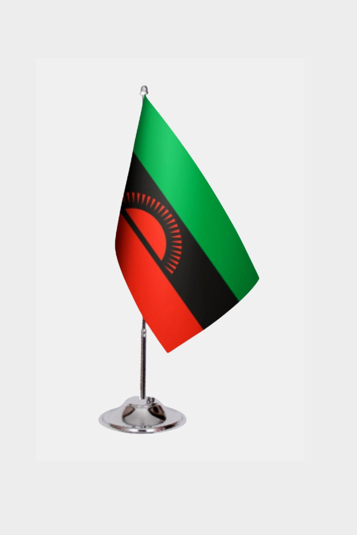 Malawi Desk Flag - Premium Double-Layer Satin with Chrome L-Shaped Stand | Professional Quality Country Desk Flag for Government Offices and Institutions