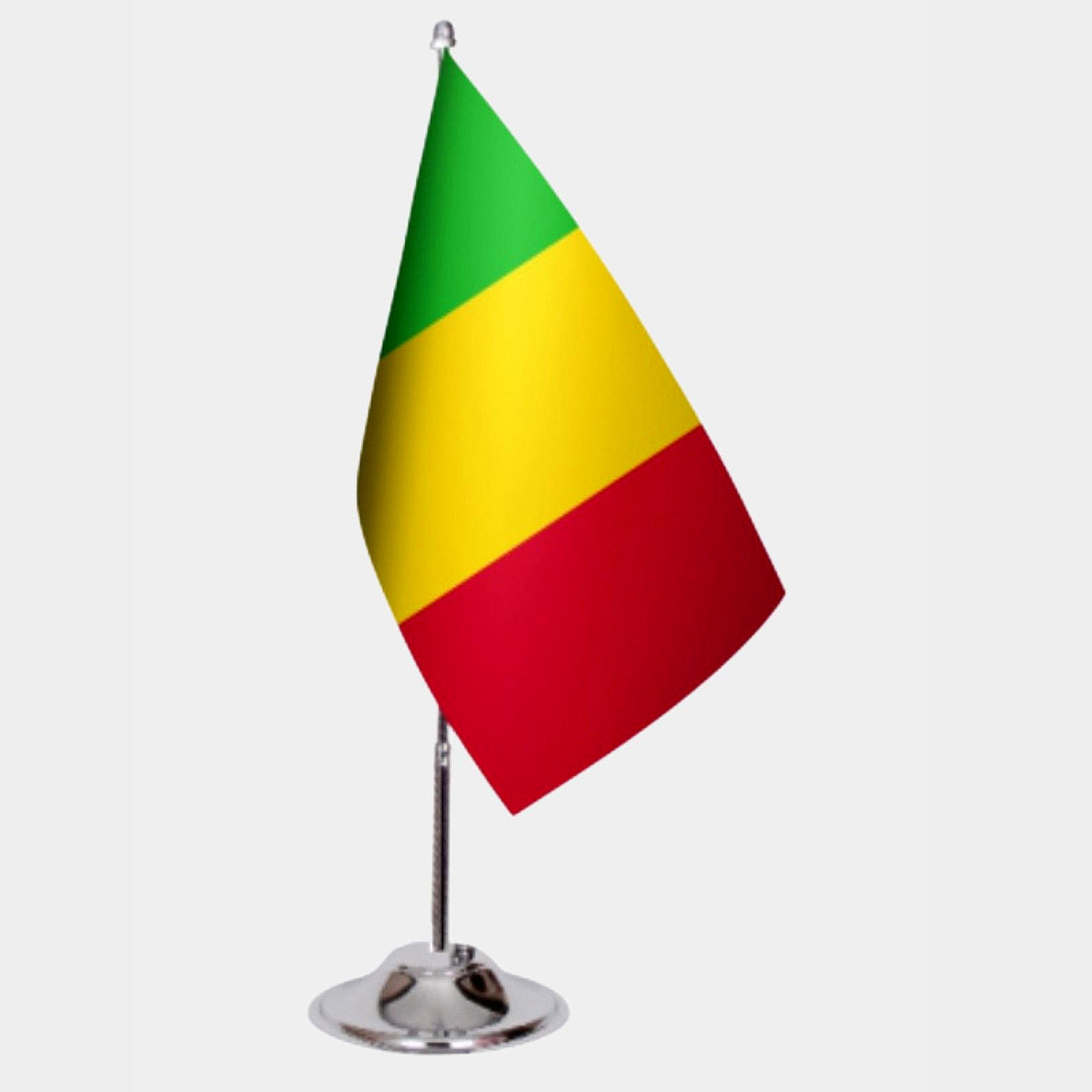 Mali Desk Flag - Premium Double-Layer Satin with Chrome L-Shaped Stand | Professional Quality Country Desk Flag for Government Offices and Institutions