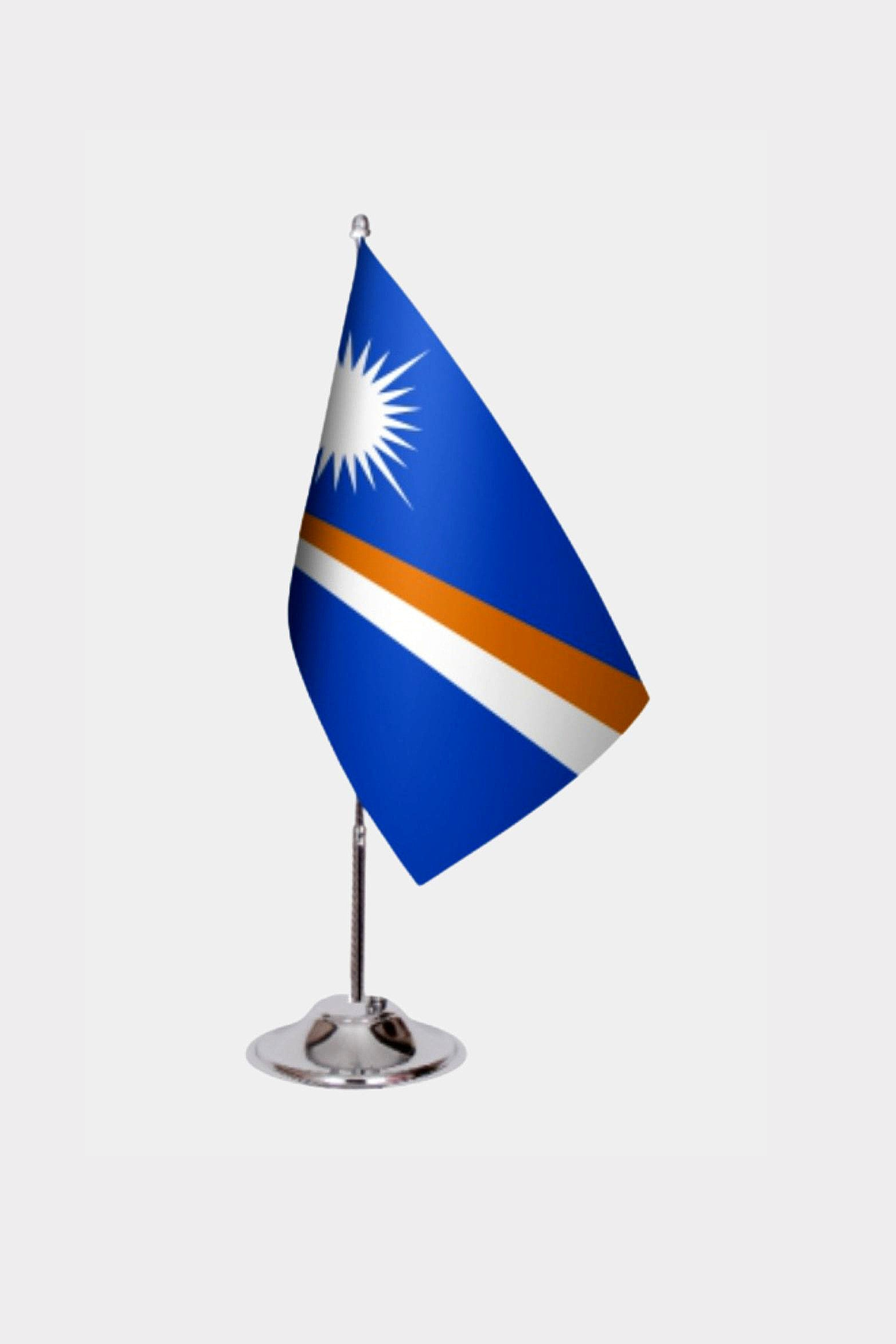Marshall Islands Desk Flag - Premium Double-Layer Satin with Chrome L-Shaped Stand | Professional Quality Country Desk Flag for Government Offices and Institutions