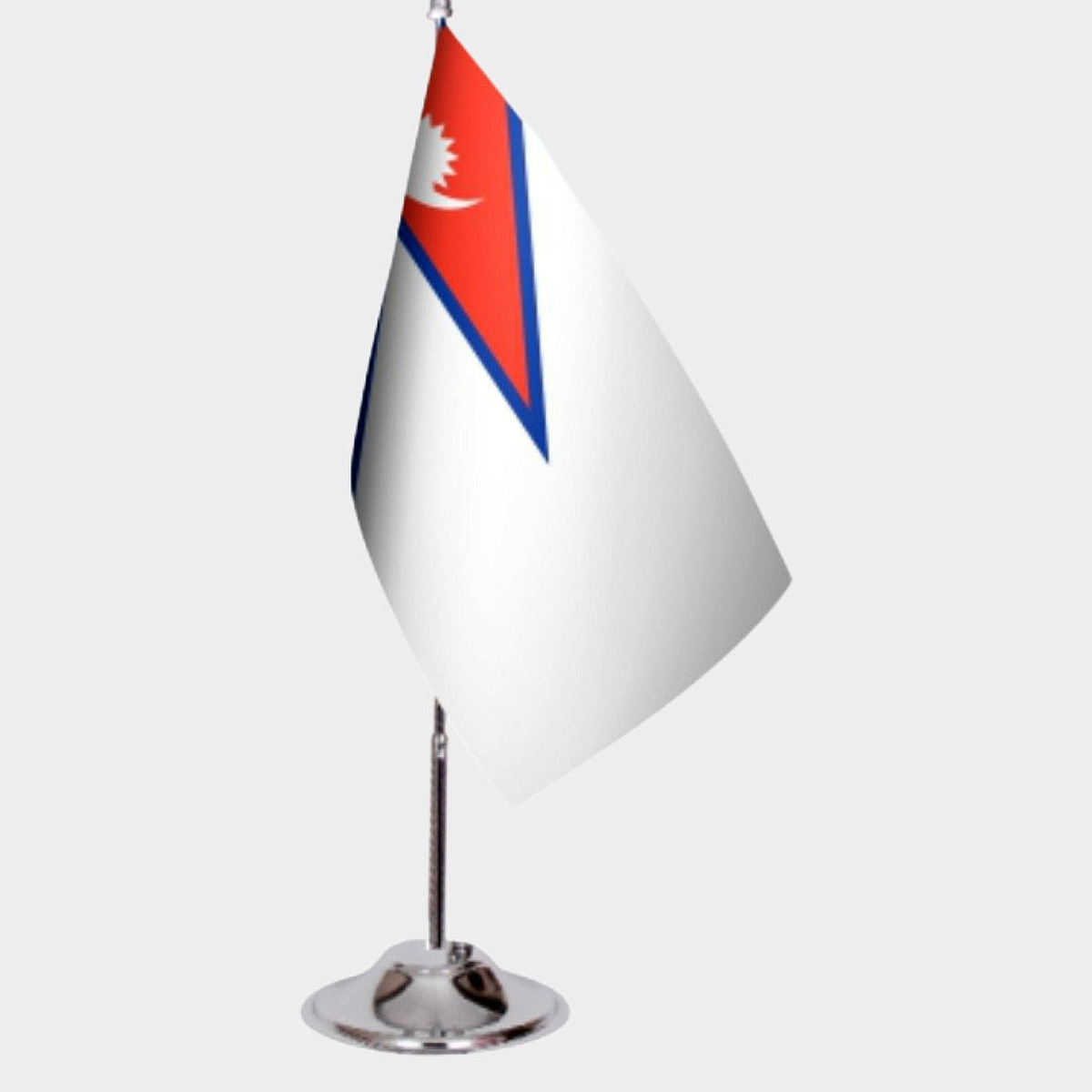Nepal Desk Flag - Premium Double-Layer Satin with Chrome L-Shaped Stand | Professional Quality Country Desk Flag for Government Offices and Institutions
