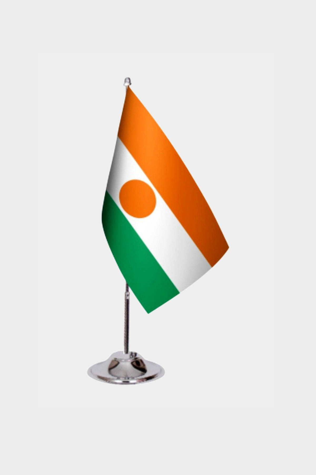 Niger Desk Flag - Premium Double-Layer Satin with Chrome L-Shaped Stand | Professional Quality Country Desk Flag for Government Offices and Institutions