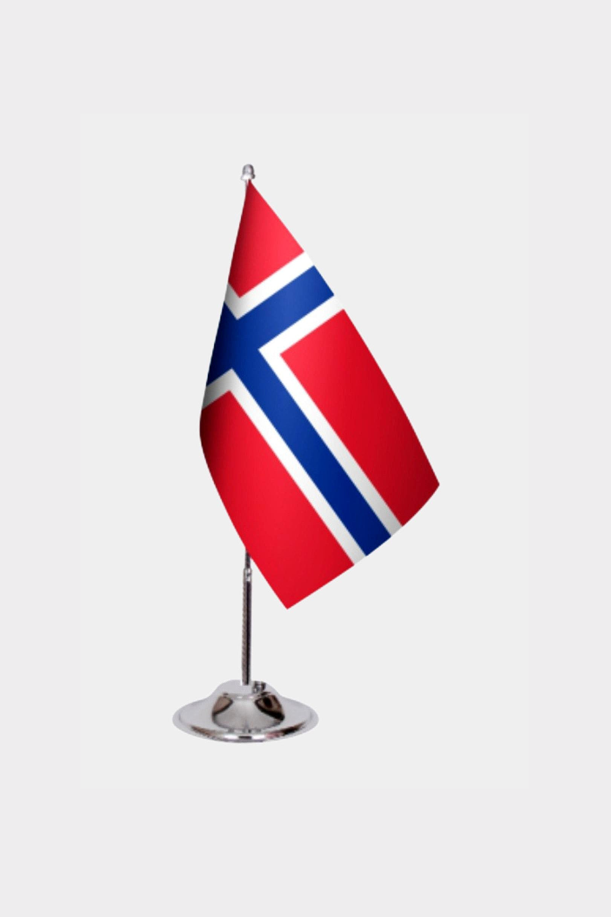 Norway Desk Flag - Premium Double-Layer Satin with Chrome L-Shaped Stand | Professional Quality Country Desk Flag for Government Offices and Institutions