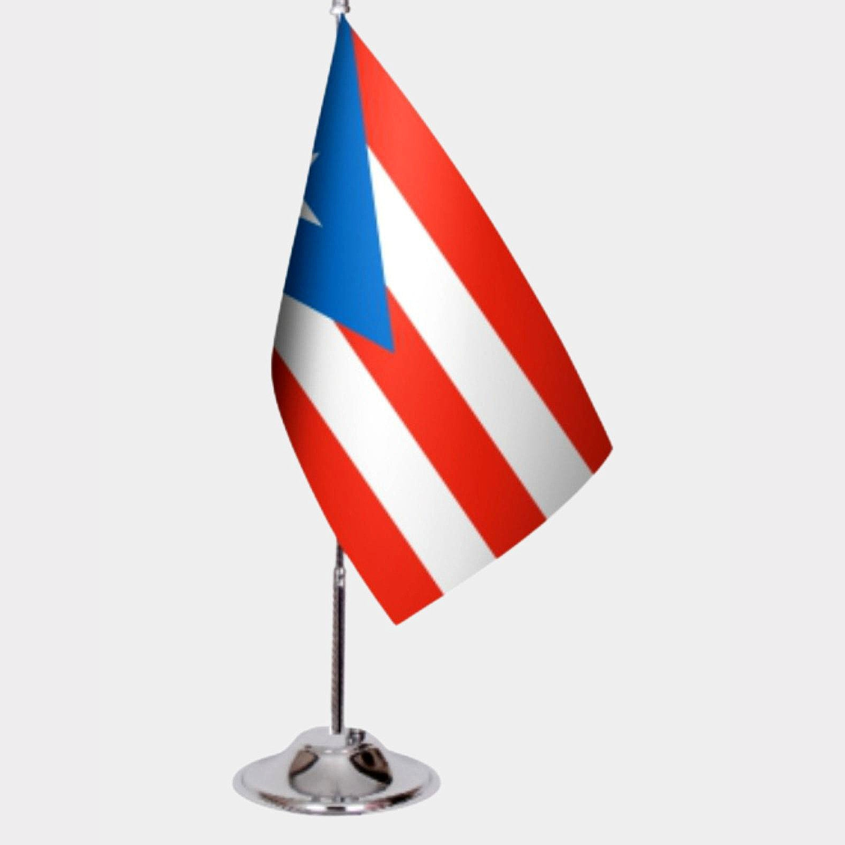 Puerto Rico Desk Flag - Premium Double-Layer Satin with Chrome L-Shaped Stand | Professional Quality Country Desk Flag for Government Offices and Institutions