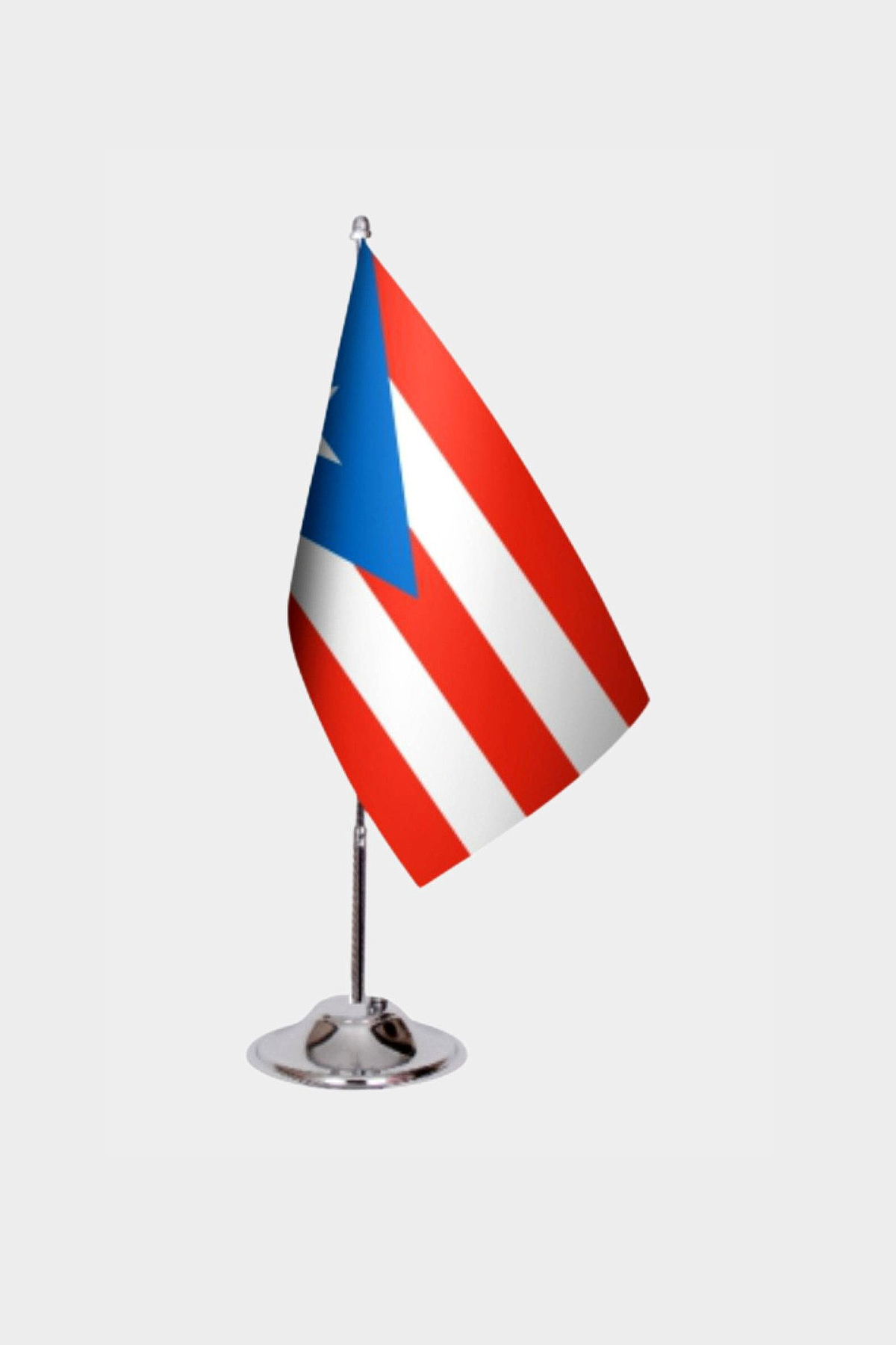 Puerto Rico Desk Flag - Premium Double-Layer Satin with Chrome L-Shaped Stand | Professional Quality Country Desk Flag for Government Offices and Institutions