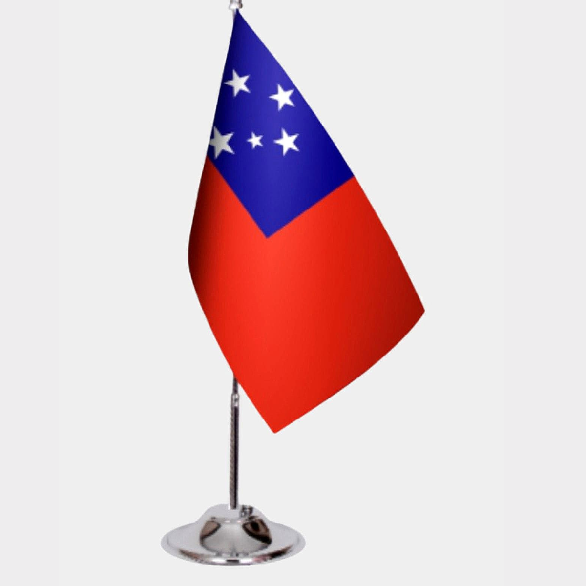 Samoa Desk Flag - Premium Double-Layer Satin with Chrome L-Shaped Stand | Professional Quality Country Desk Flag for Government Offices and Institutions
