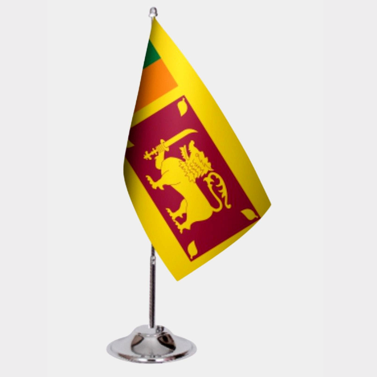 Sri Lanka Desk Flag - Premium Double-Layer Satin with Chrome L-Shaped Stand | Professional Quality Country Desk Flag for Government Offices and Institutions