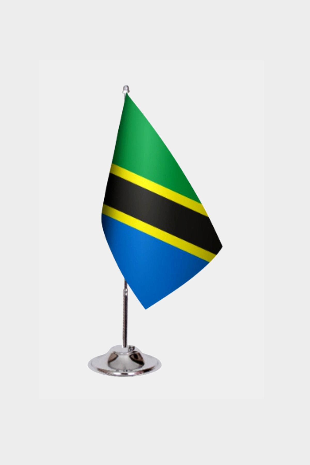 Tanzania Desk Flag - Premium Double-Layer Satin with Chrome L-Shaped Stand | Professional Quality Country Desk Flag for Government Offices and Institutions
