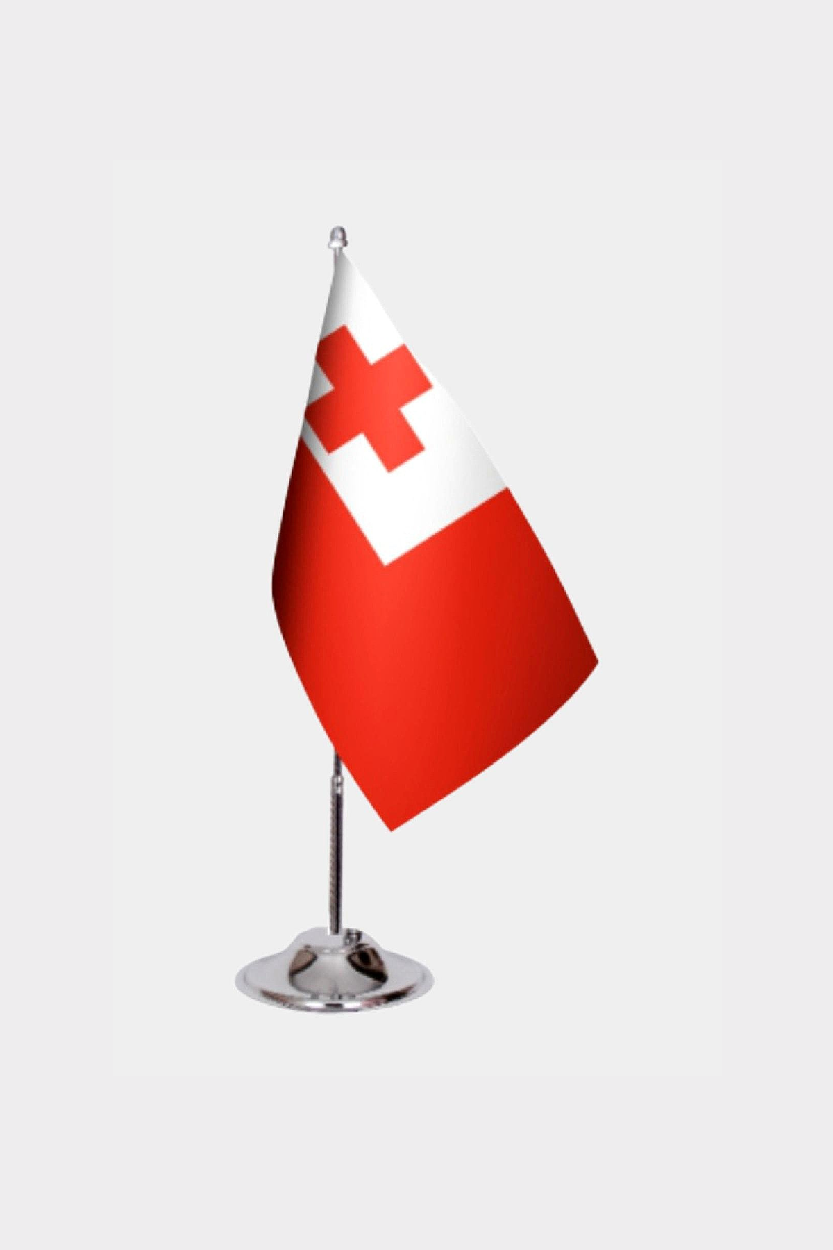 Tonga Desk Flag - Premium Double-Layer Satin with Chrome L-Shaped Stand | Professional Quality Country Desk Flag for Government Offices and Institutions