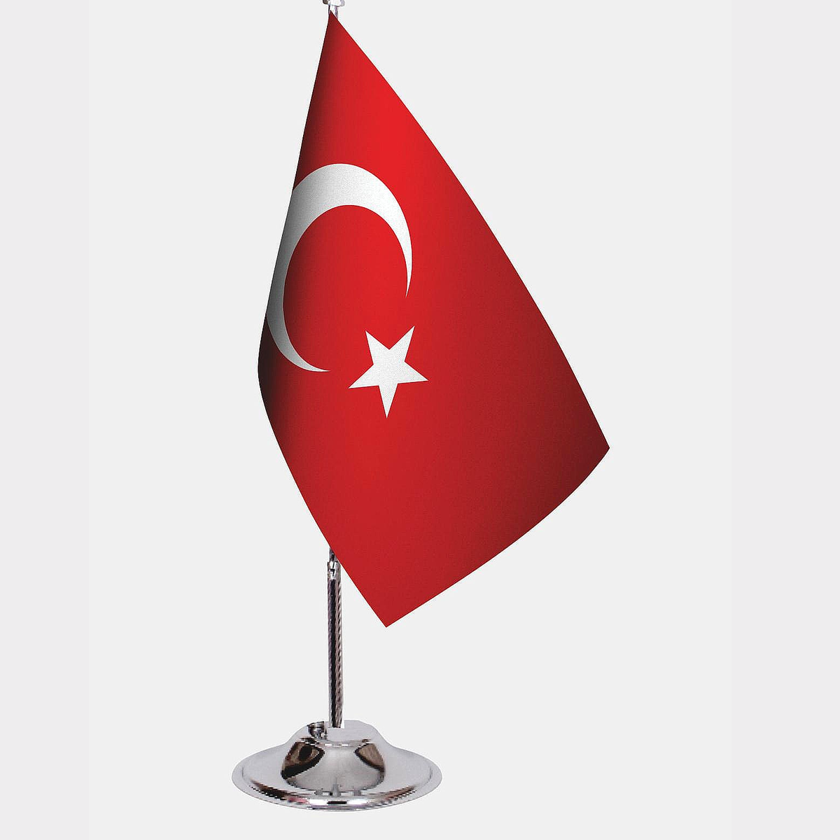 Turkey Desk Flag - Premium Double-Layer Satin with Chrome L-Shaped Stand | Professional Quality Country Desk Flag for Government Offices and Institutions