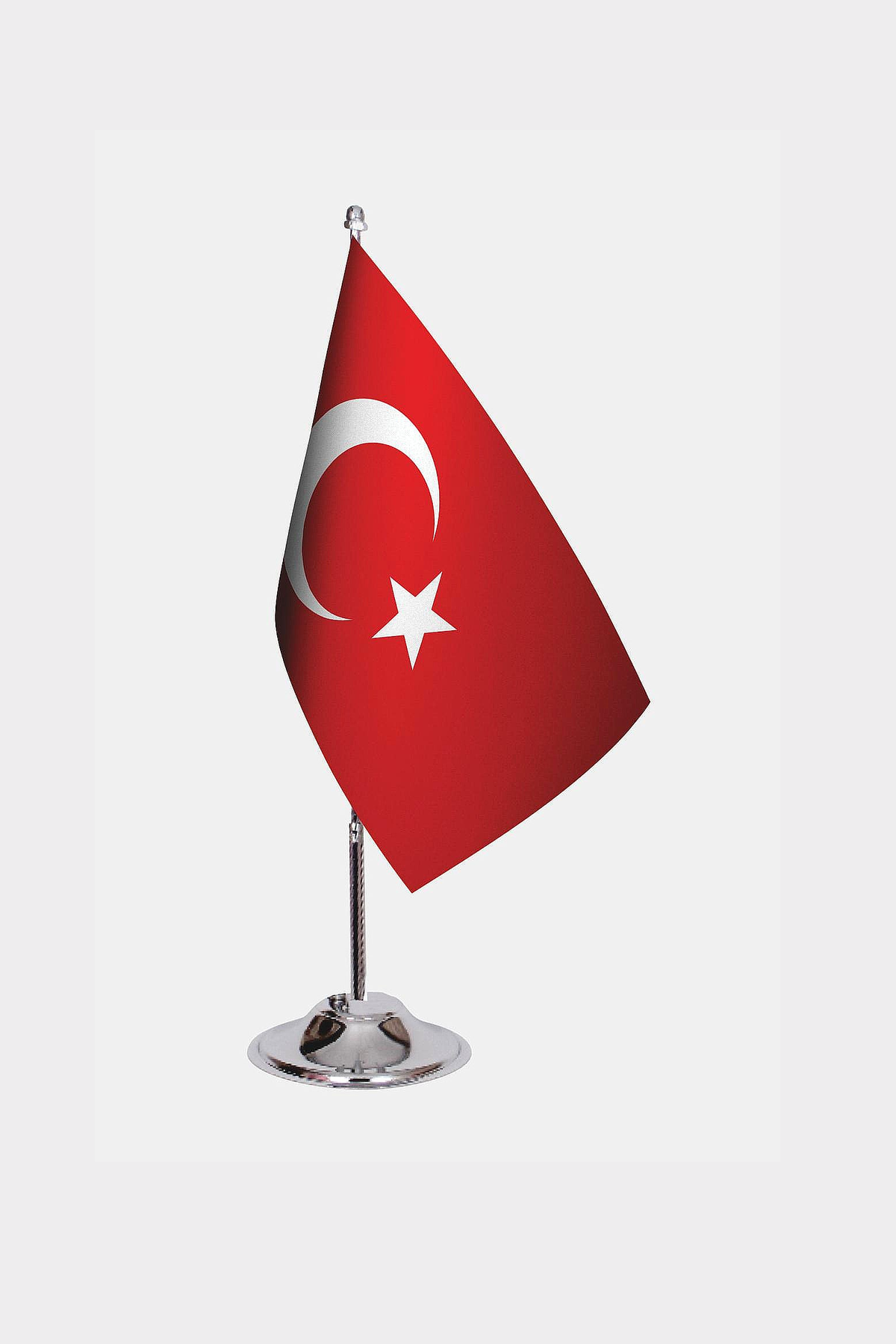 Turkey Desk Flag - Premium Double-Layer Satin with Chrome L-Shaped Stand | Professional Quality Country Desk Flag for Government Offices and Institutions