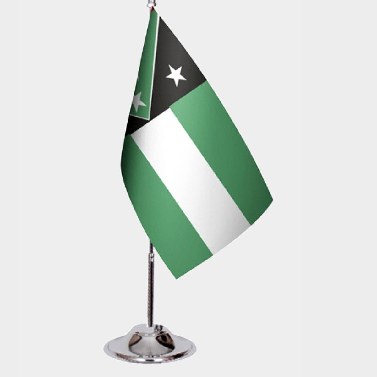 Turks of Western Thrace Desk Flag - Premium Double-Layer Satin with Chrome L-Shaped Stand | Professional Quality Country Desk Flag for Government Offices and Institutions