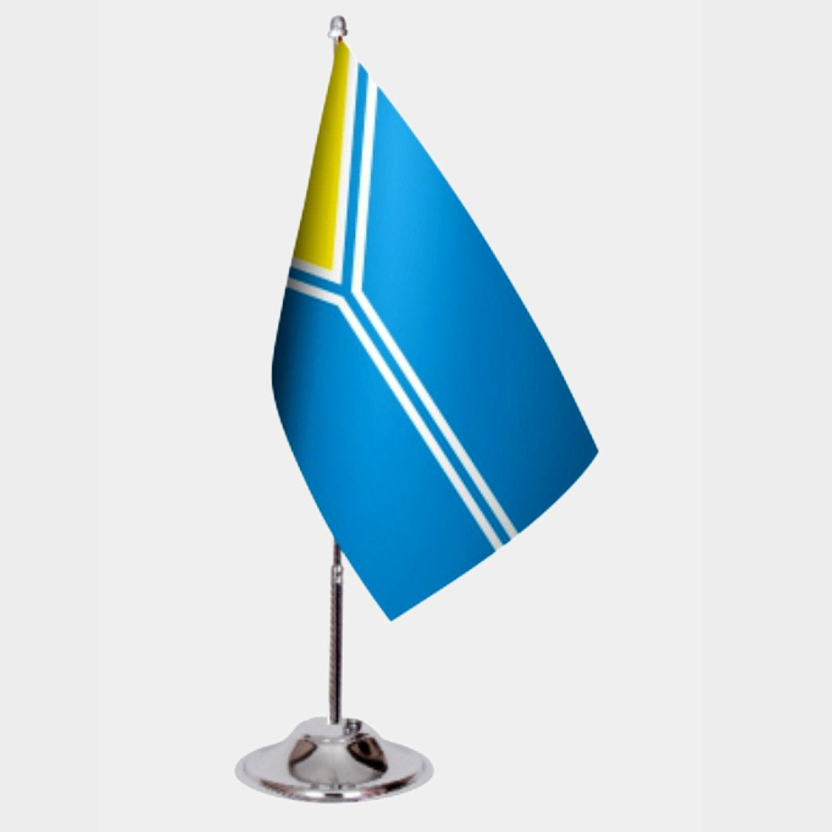 Tuva Desk Flag - Premium Double-Layer Satin with Chrome L-Shaped Stand | Professional Quality Country Desk Flag for Government Offices and Institutions