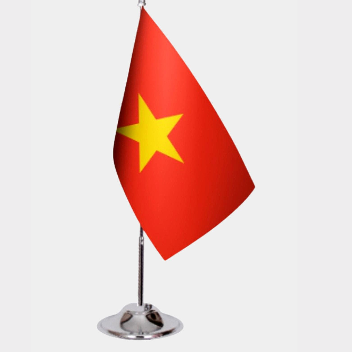 Vietnam Desk Flag - Premium Double-Layer Satin with Chrome L-Shaped Stand | Professional Quality Country Desk Flag for Government Offices and Institutions