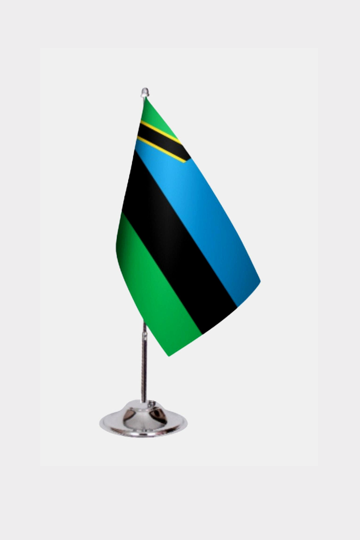 Zanzibar Desk Flag - Premium Double-Layer Satin with Chrome L-Shaped Stand | Professional Quality Country Desk Flag for Government Offices and Institutions