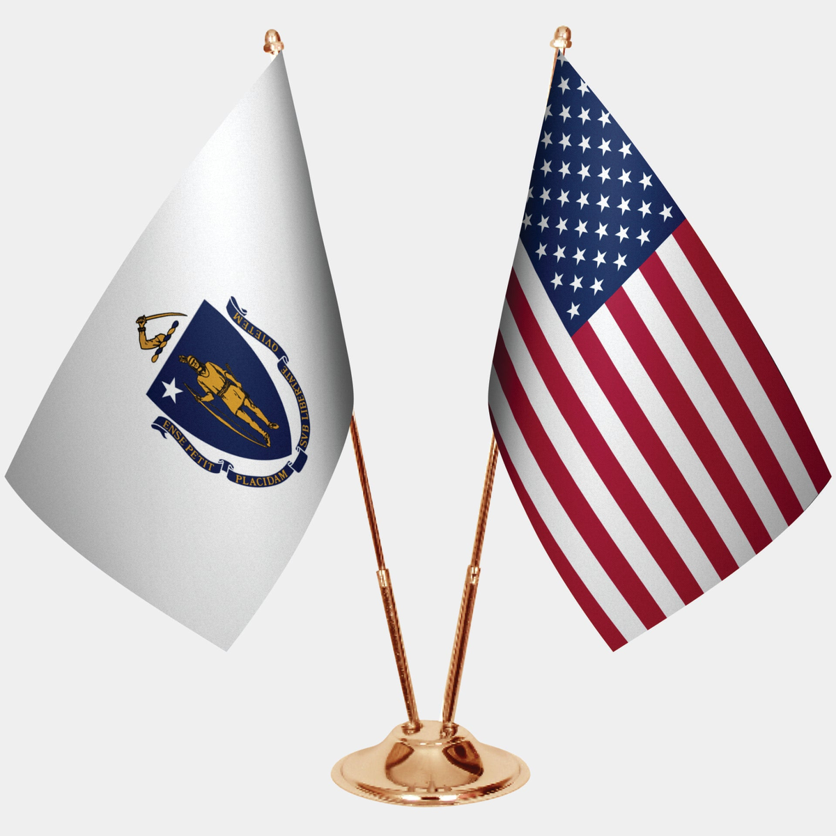 Massachusetts Gold Desk Flag