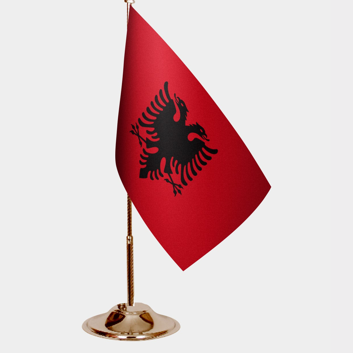 Albania Gold Desk Flag - Premium Metal Stand