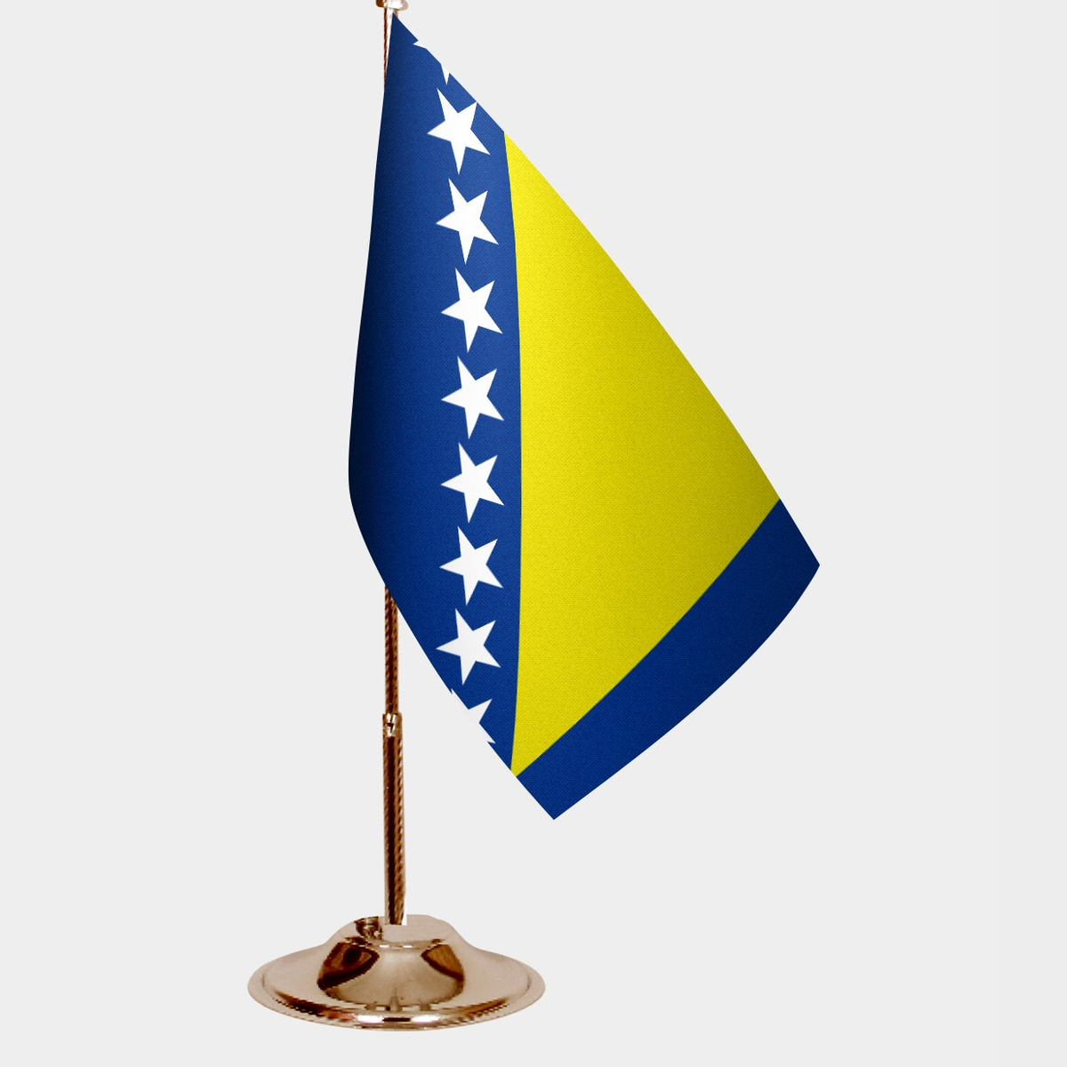 Bosna and Herzegovina Gold Desk Flag - Premium Metal Stand