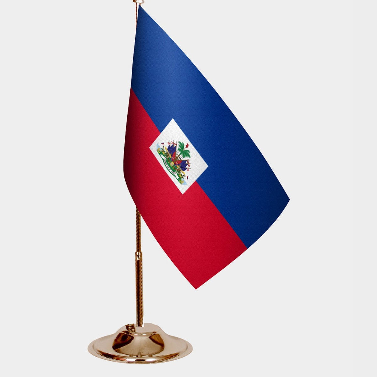 Haiti Gold Desk Flag - Premium Metal Stand