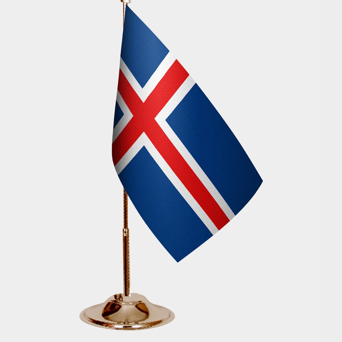 Iceland Gold Desk Flag - Premium Metal Stand