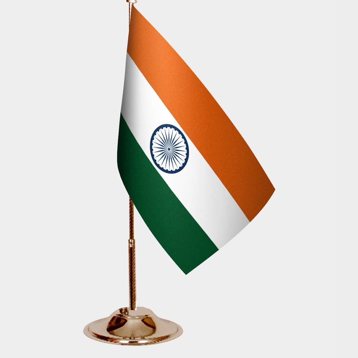 India Gold Desk Flag - Premium Metal Stand