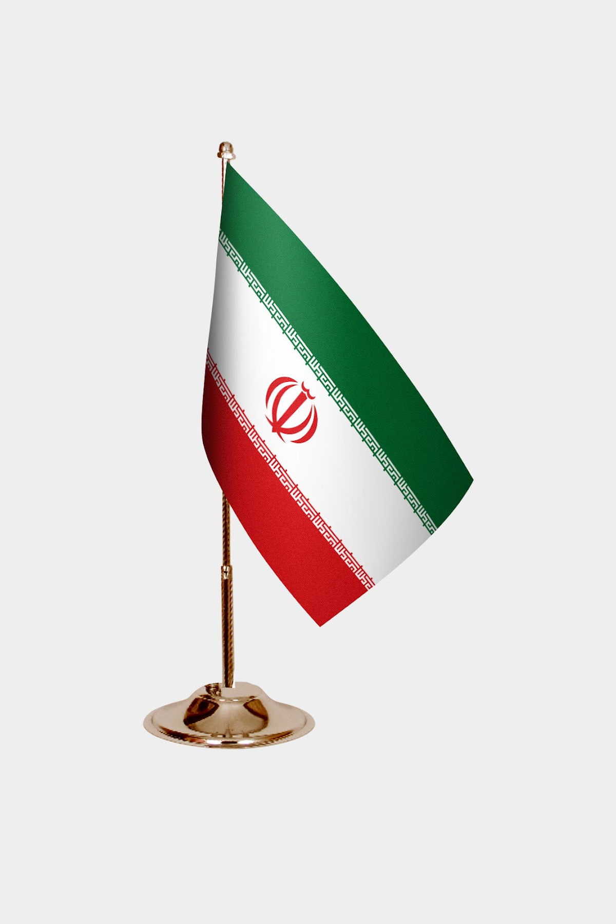 Iran Gold Desk Flag - Premium Metal Stand