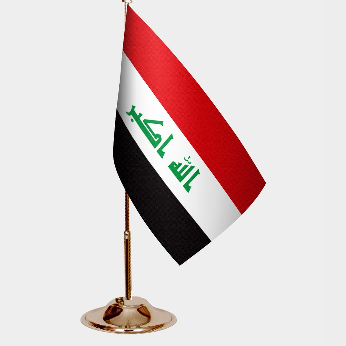 Iraq Gold Desk Flag - Premium Metal Stand